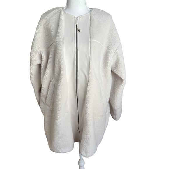 Lululemon Collarless Textured Fleece Full Zip in White Opal Sherpa Size 10 - Picture 1 of 12